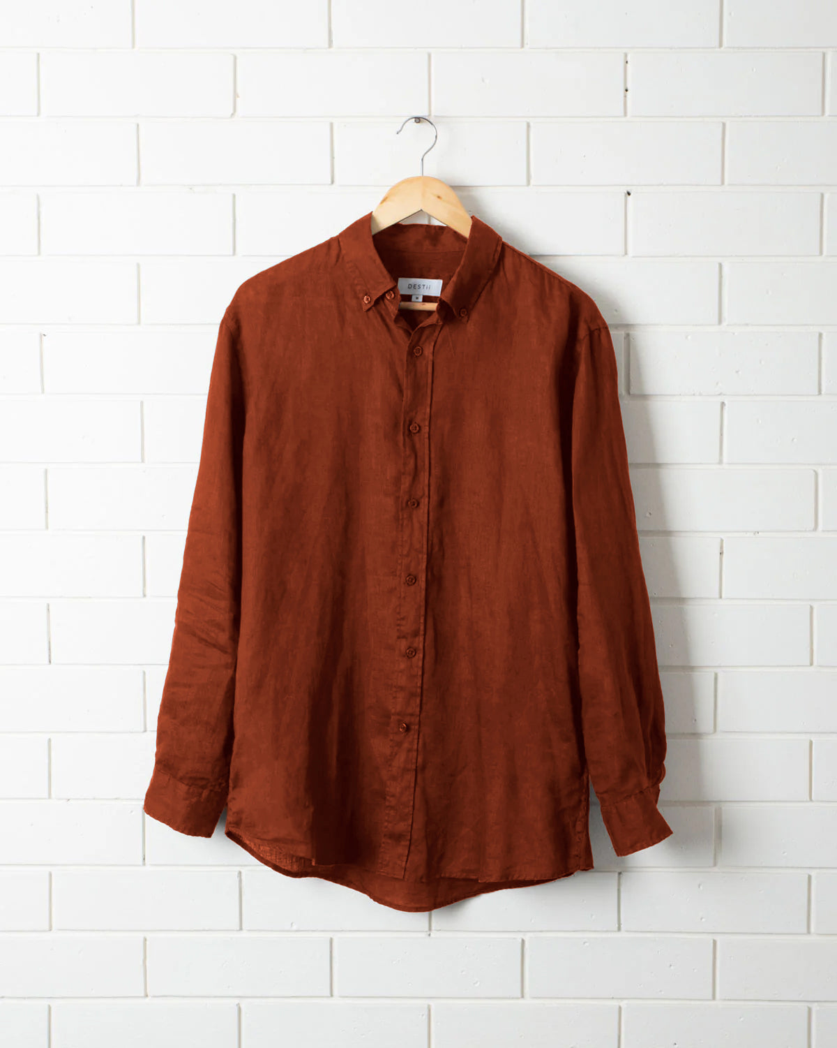 DESTii Terracotta Long Sleeve Linen Shirt