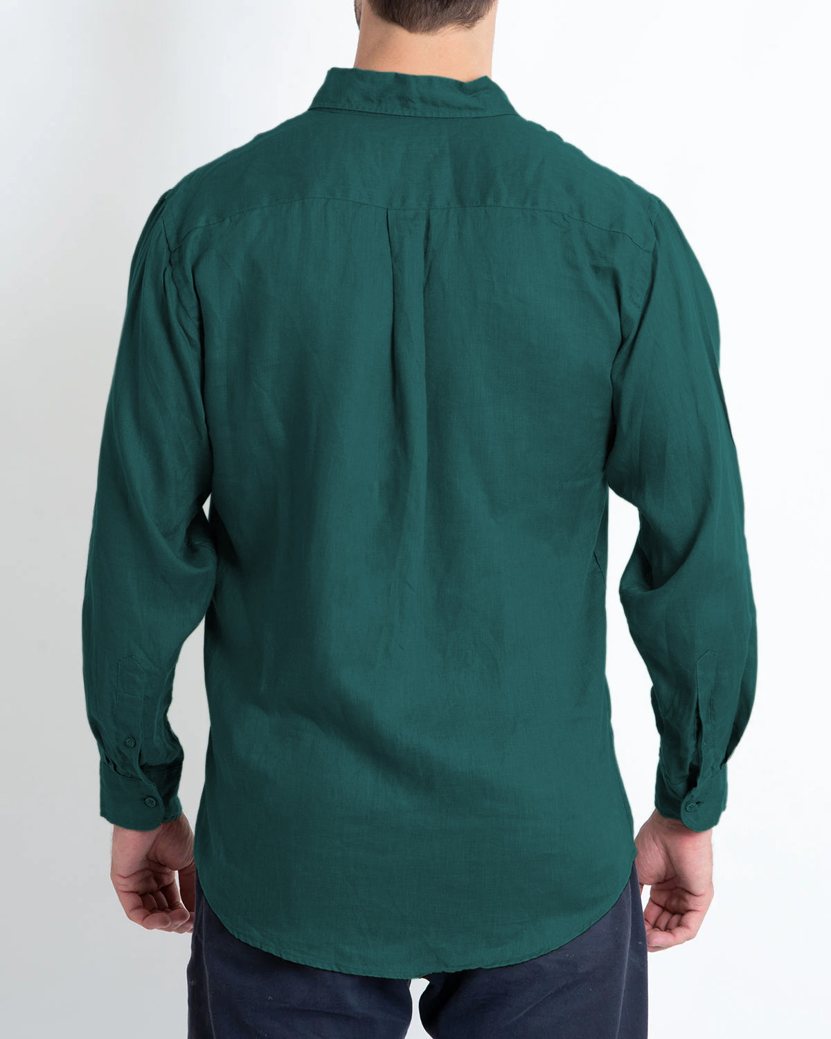 DESTii Forest Green Long Sleeve Linen Shirt