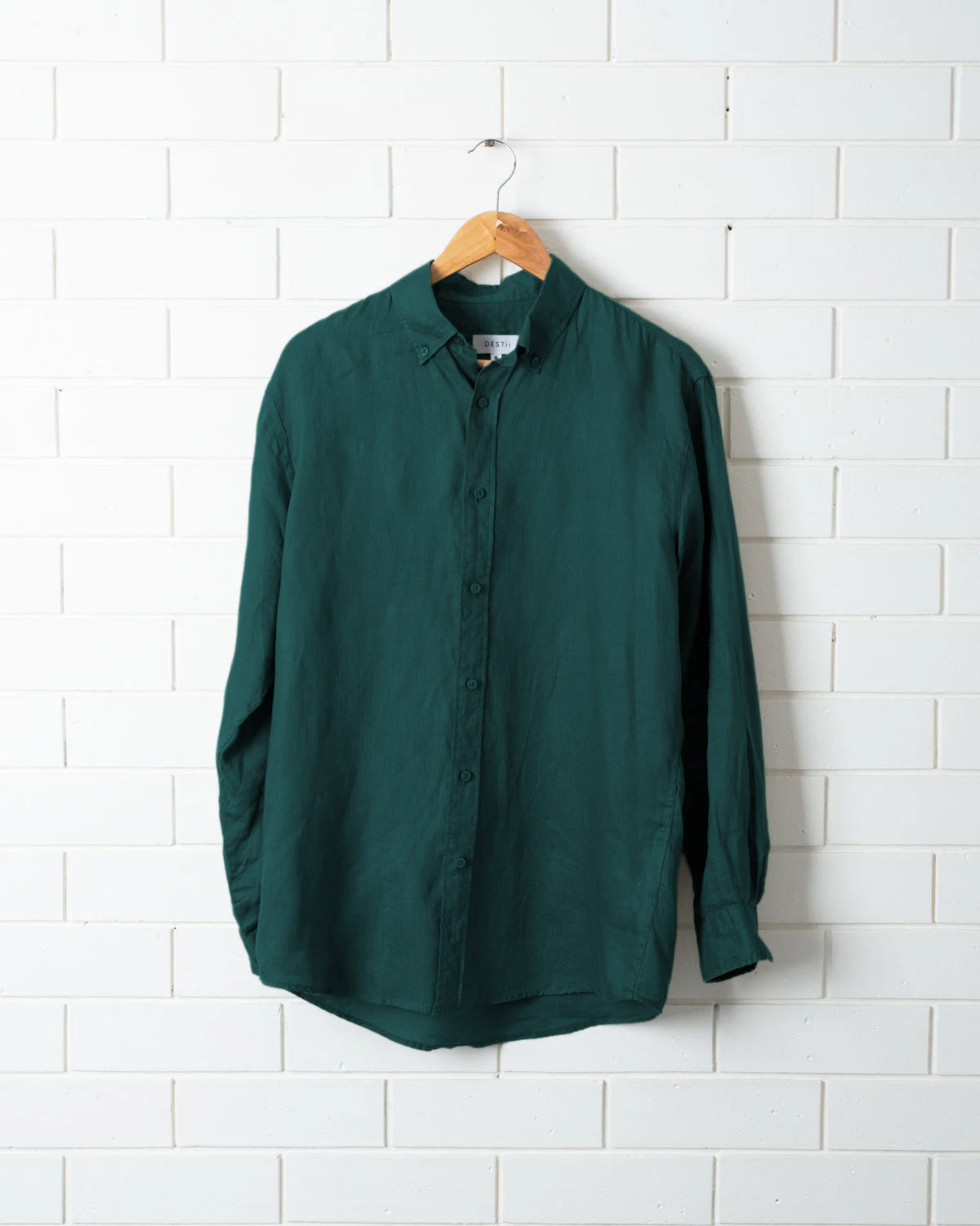 DESTii Forest Green Long Sleeve Linen Shirt