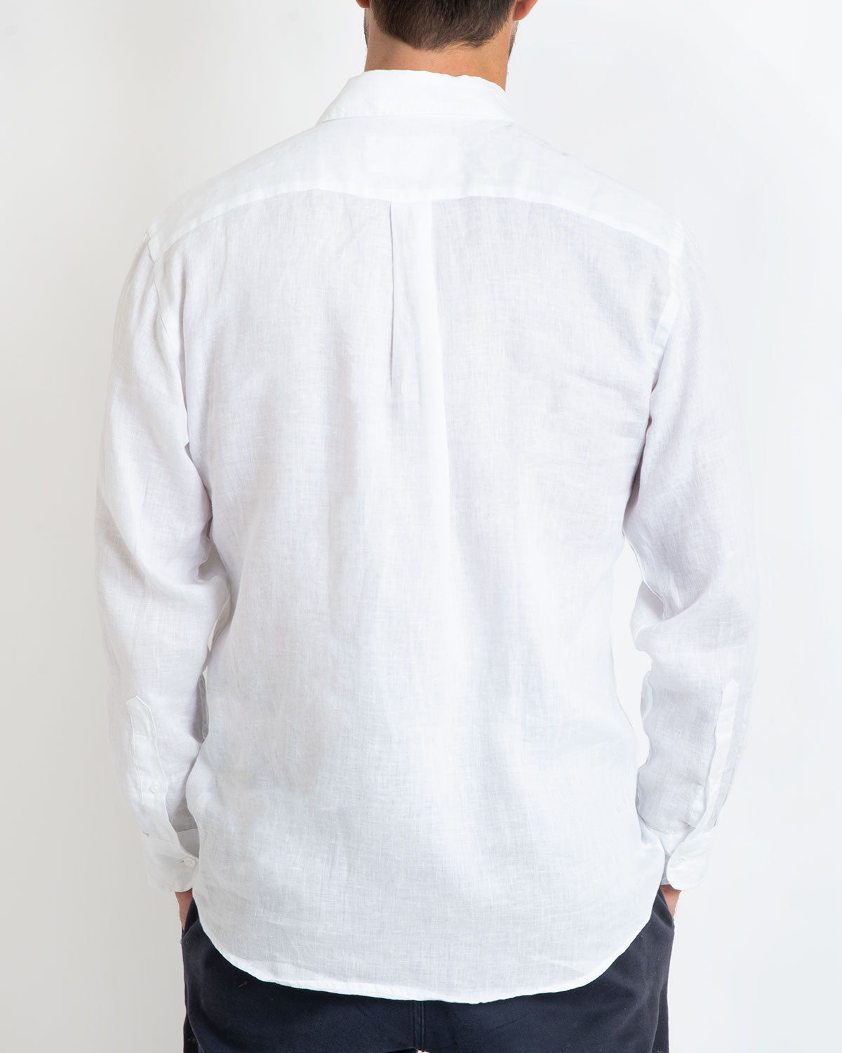 DESTii White Long Sleeve Linen Shirt
