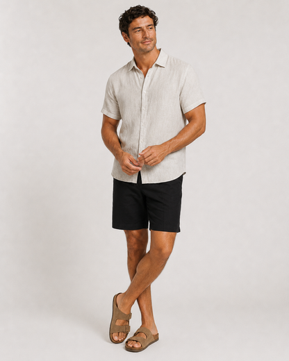DESTii Natural Short Sleeve Linen Shirt