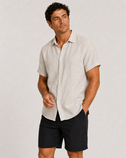 DESTii Natural Short Sleeve Linen Shirt