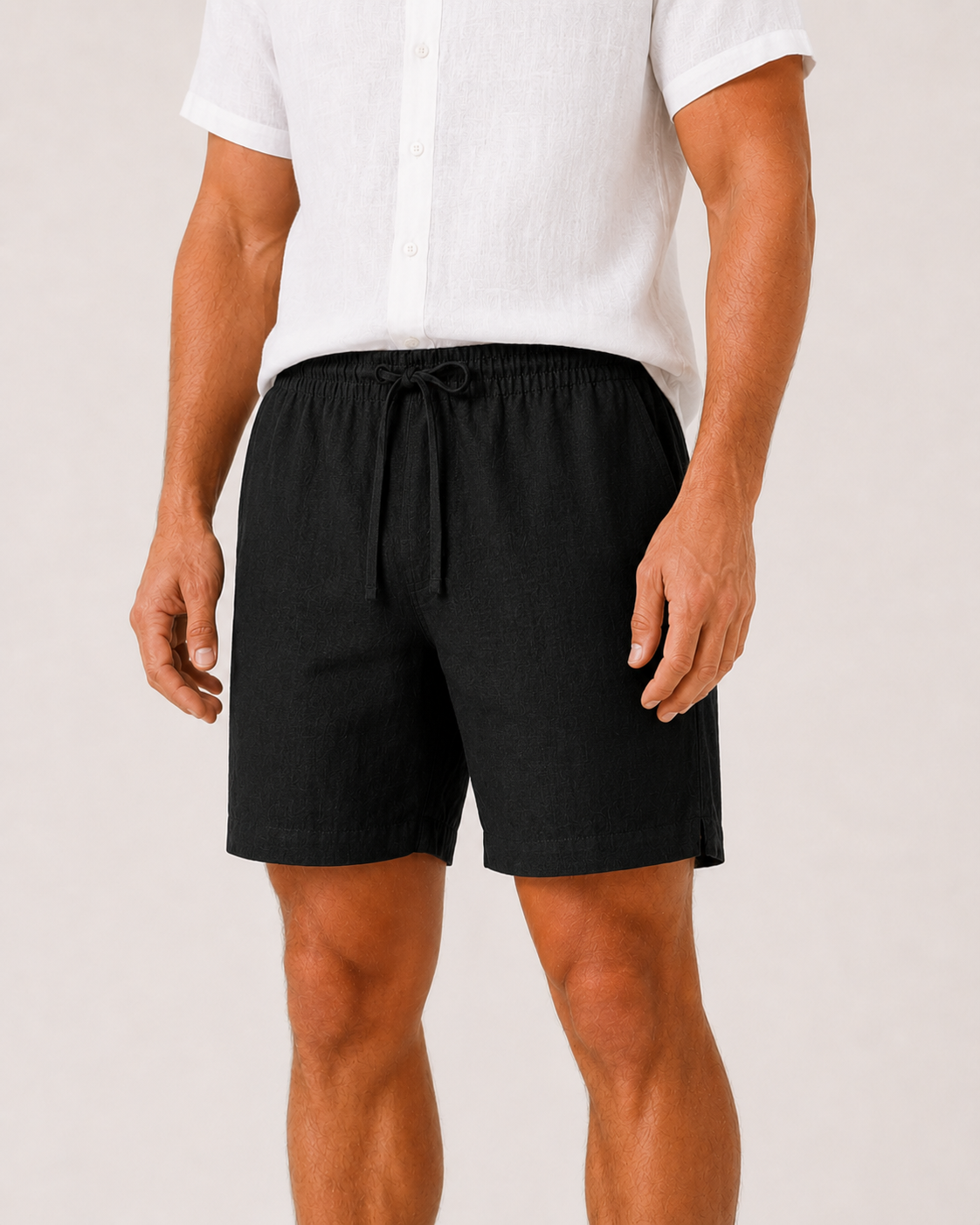 Black Linen Shorts