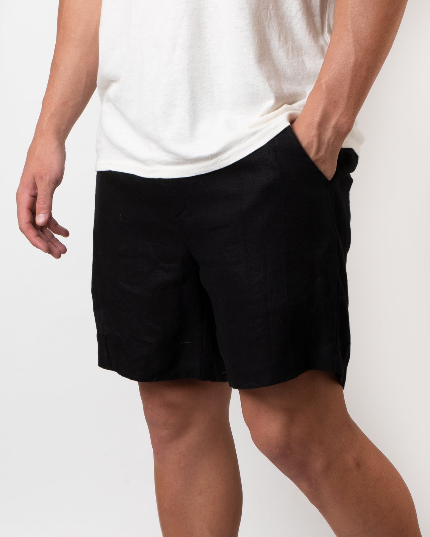 DESTii Black Linen Shorts