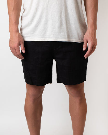 DESTii Black Linen Shorts