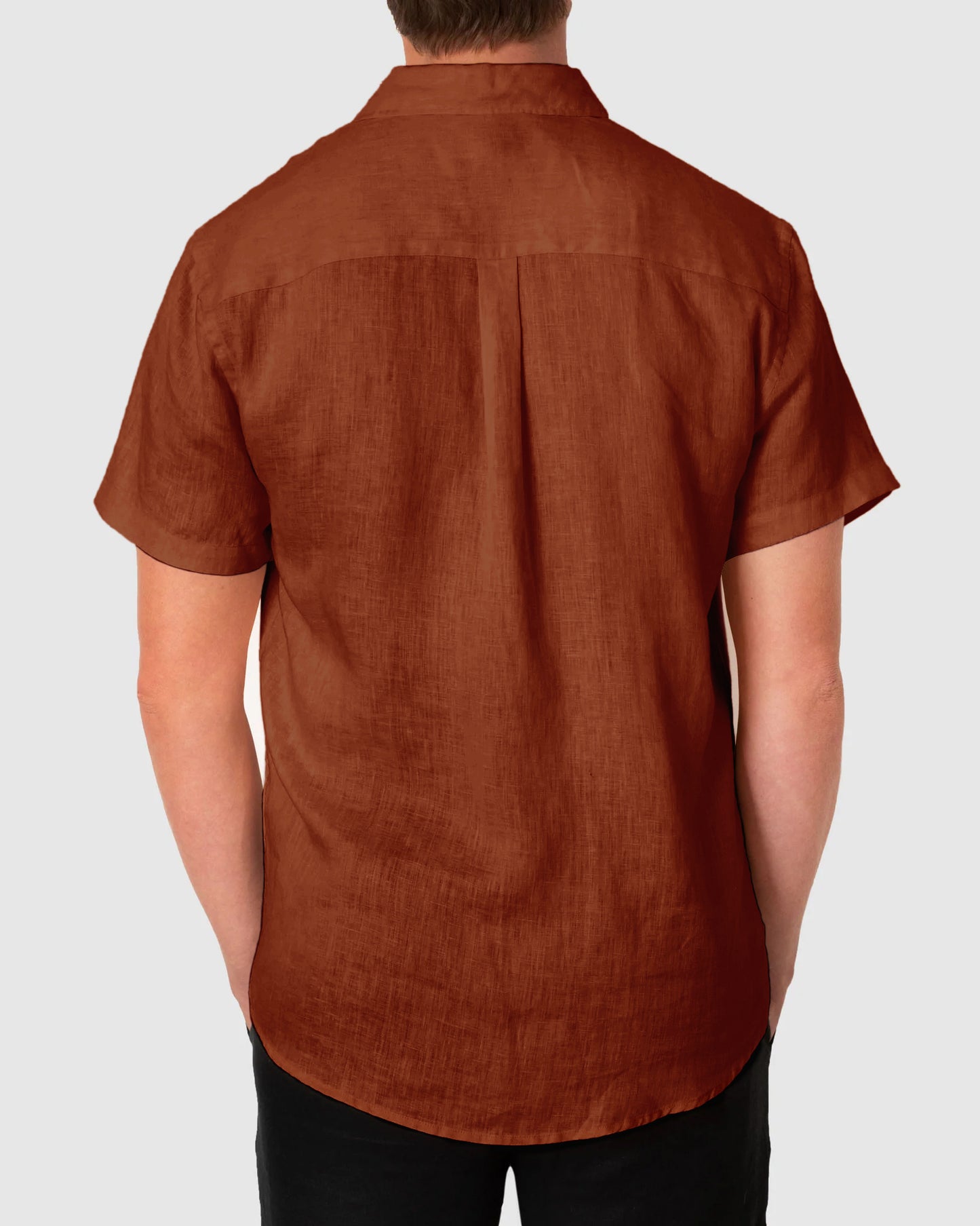 DESTii Terracotta Short Sleeve Linen Shirt