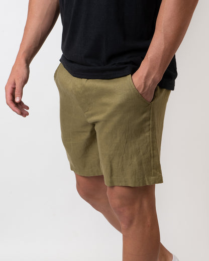 DESTii Khaki Linen Shorts