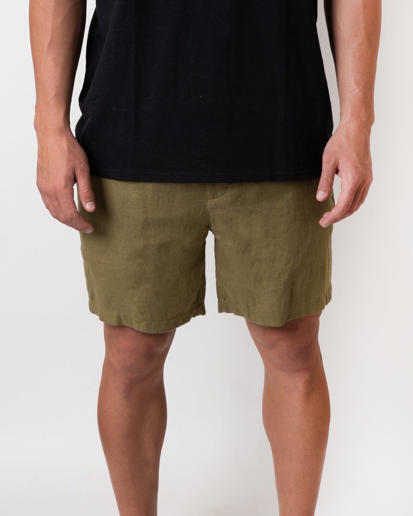 DESTii Khaki Linen Shorts