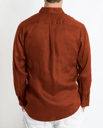 DESTii Terracotta Long Sleeve Linen Shirt