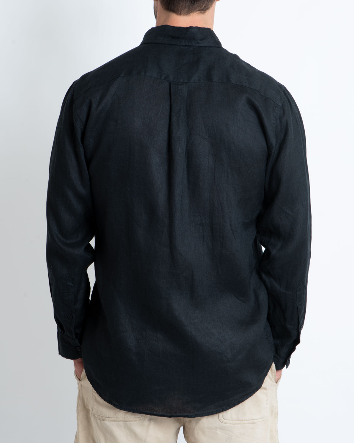 DESTii Black Long Sleeve Linen Shirt