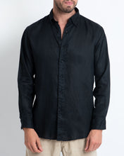 Load image into Gallery viewer, DESTii Black Long Sleeve Linen Shirt
