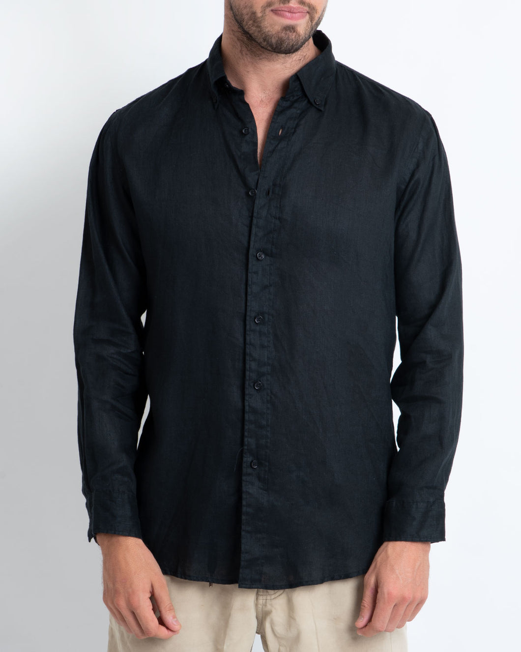 DESTii Black Long Sleeve Linen Shirt – Destii