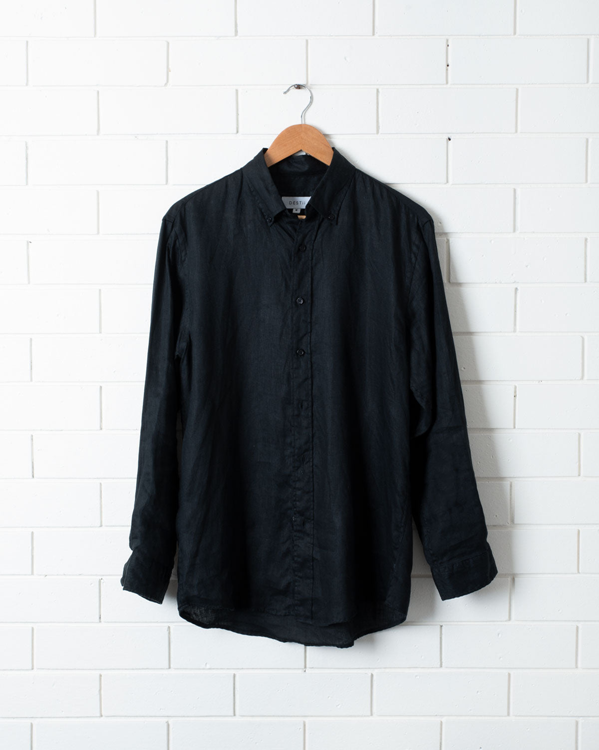 DESTii Black Long Sleeve Linen Shirt