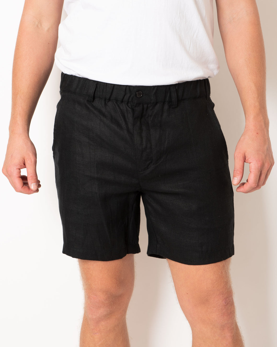 DESTii Black Linen Shorts