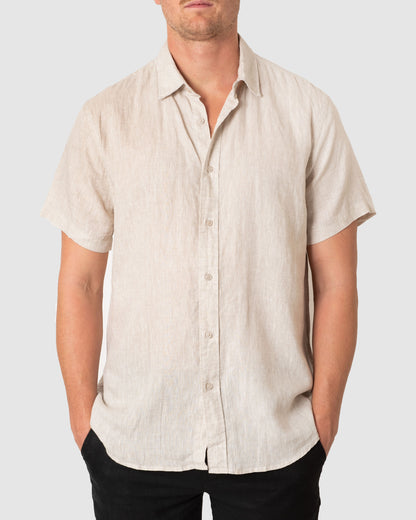 DESTii Natural Short Sleeve Linen Shirt