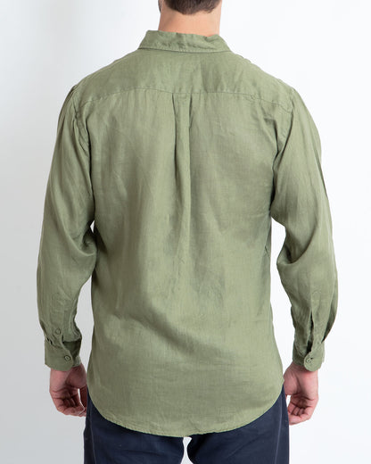 DESTii Khaki Long Sleeve Linen Shirt