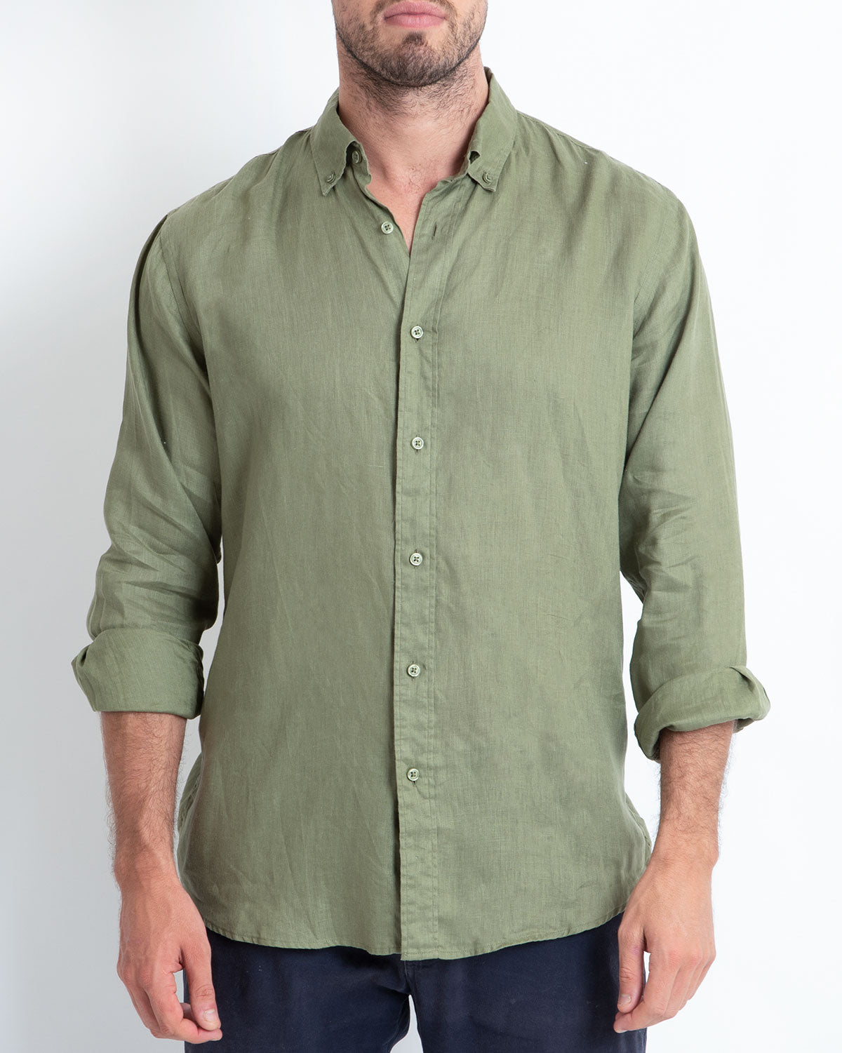 DESTii Khaki Long Sleeve Linen Shirt – Destii
