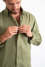 Load image into Gallery viewer, DESTii Khaki Long Sleeve Linen Shirt
