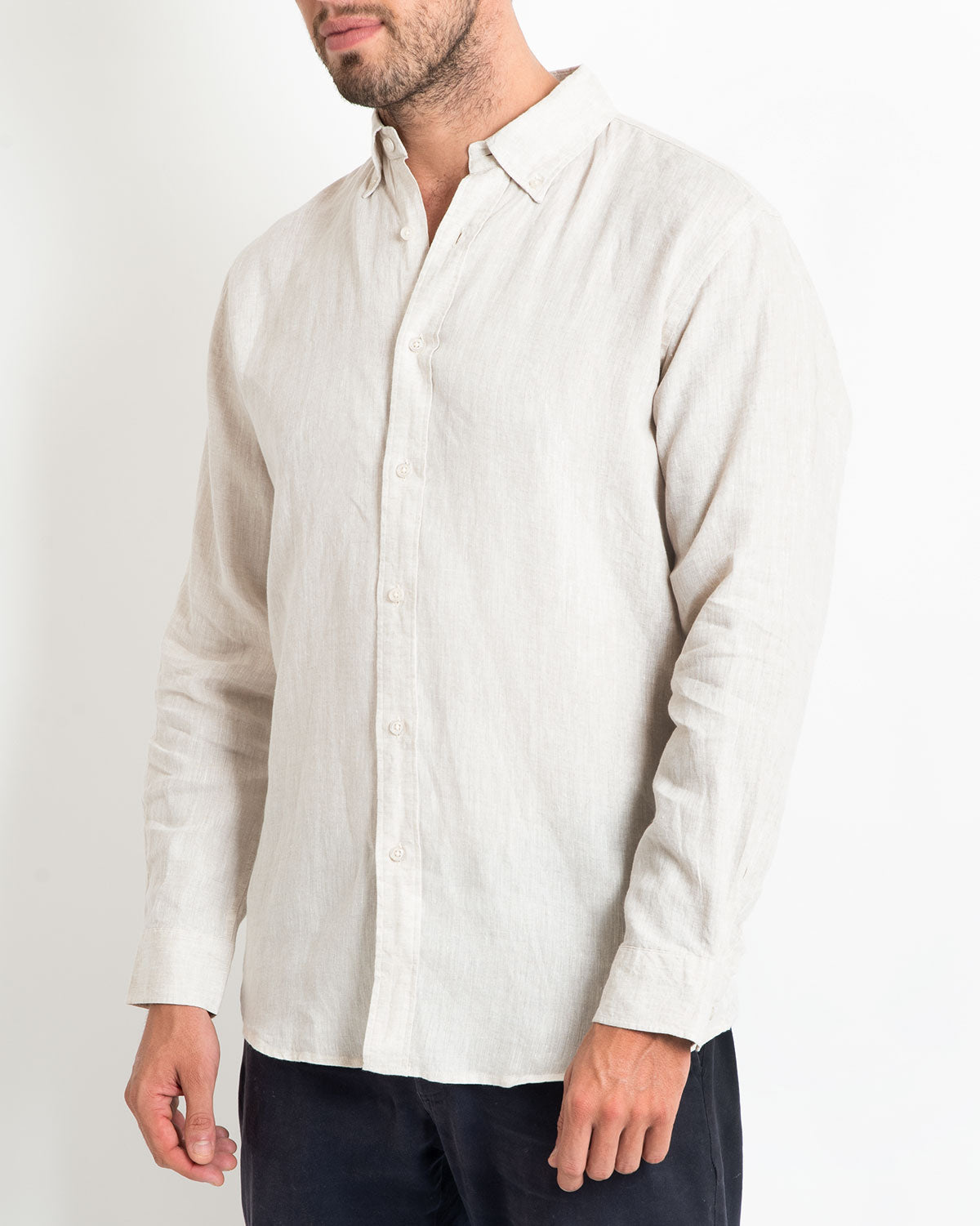 DESTii Natural Long Sleeve Linen Shirt