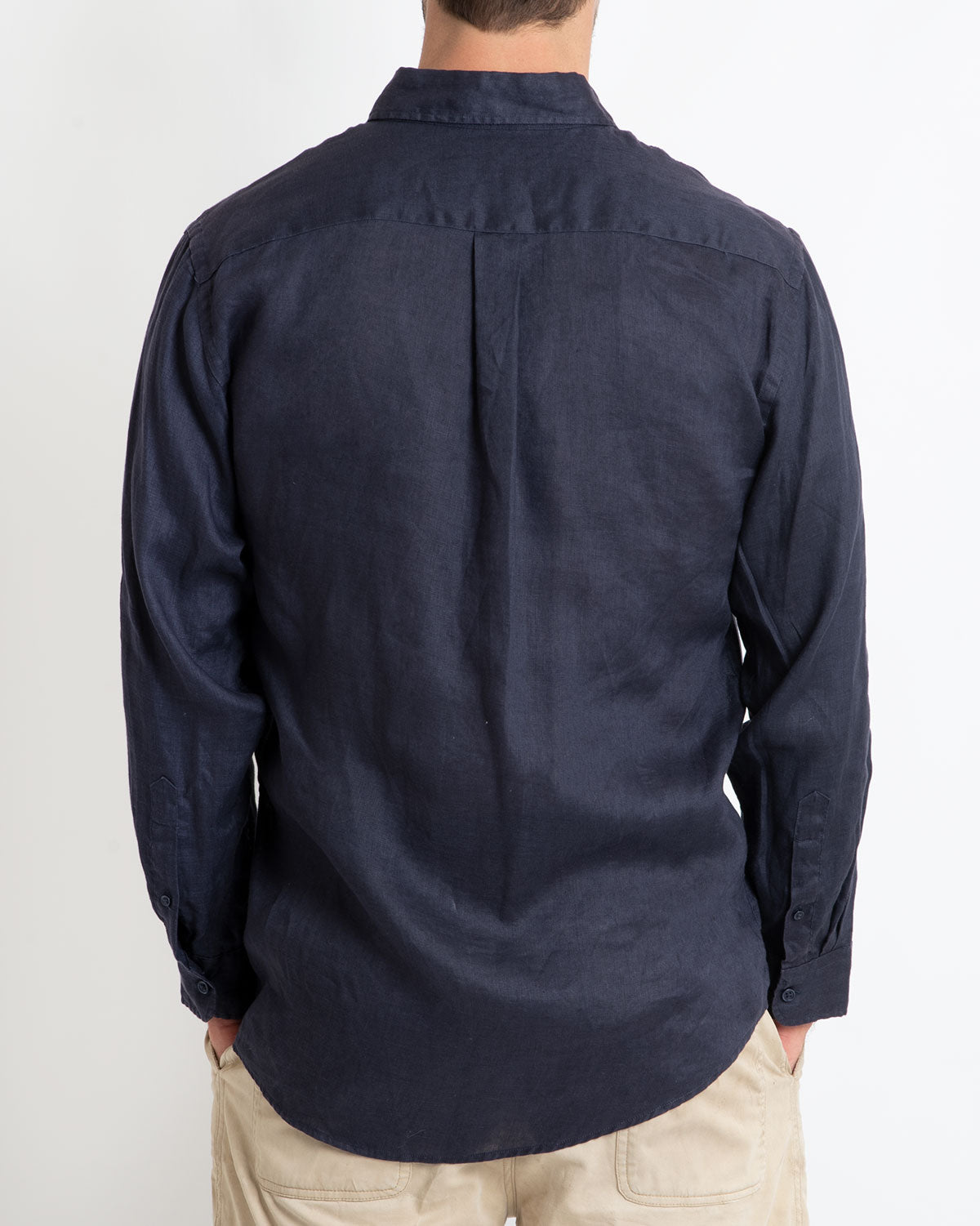 DESTii Navy Long Sleeve Linen Shirt