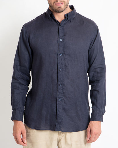 DESTii Navy Long Sleeve Linen Shirt