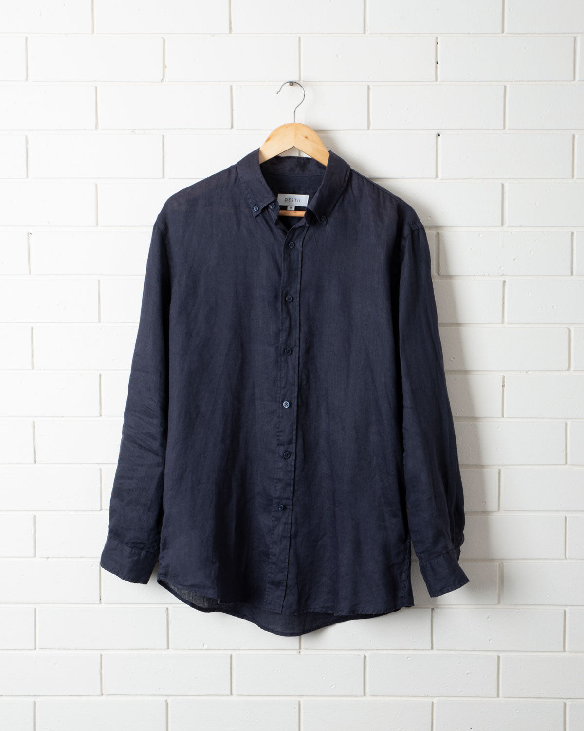 DESTii Navy Long Sleeve Linen Shirt