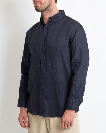 DESTii Navy Long Sleeve Linen Shirt