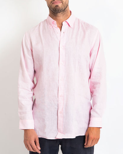 DESTii Pink Long Sleeve Linen Shirt