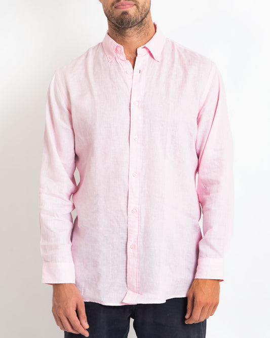 DESTii Pink Long Sleeve Linen Shirt